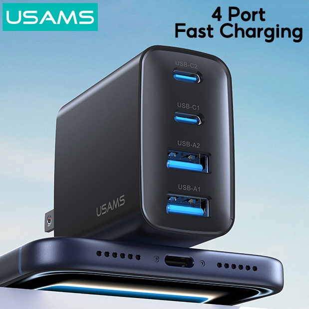 Củ Sạc Nhanh USAMS 4 Cổng CC331/CC330 40W (2*Type-C + 2*USB-A port) - Hàng Chính Hãng