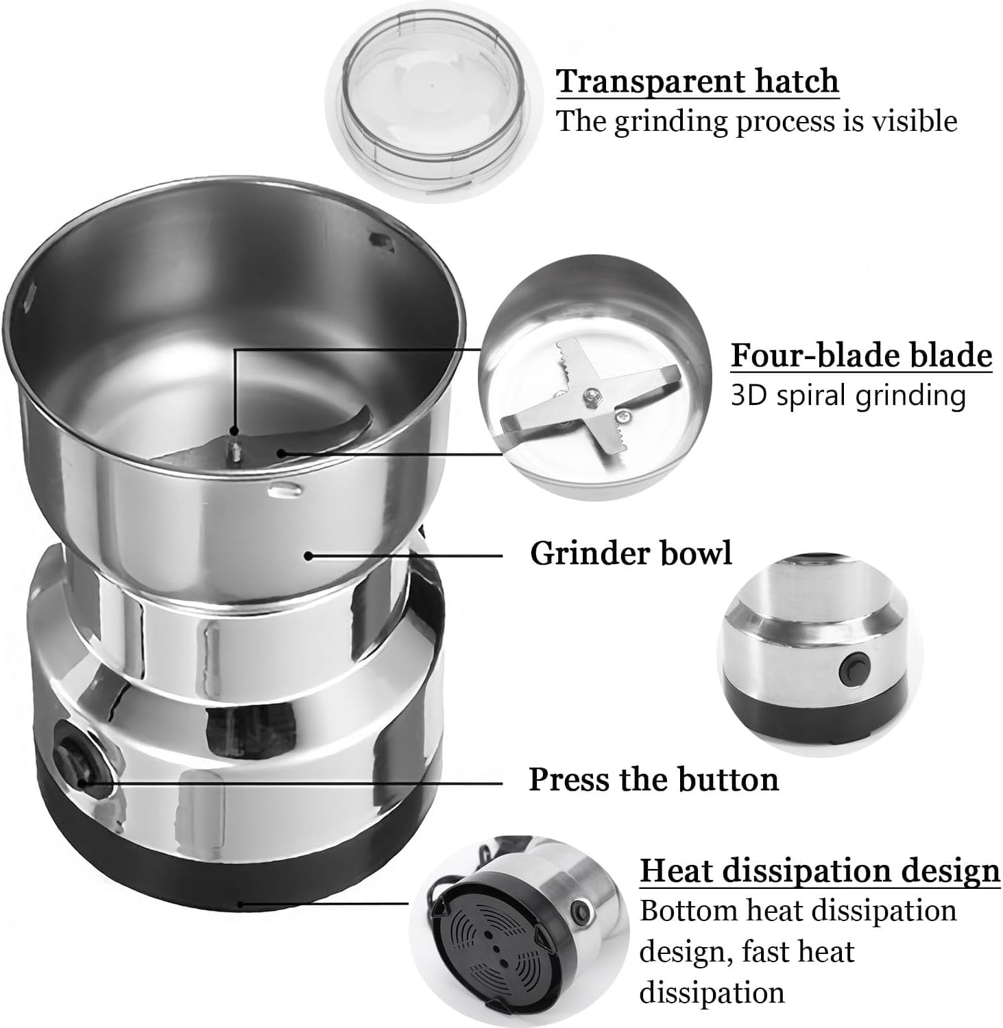 Máy Xay Bột Khô, Gia Vị Tiêu Ớt Tỏi Goldfruit Grinder 150W