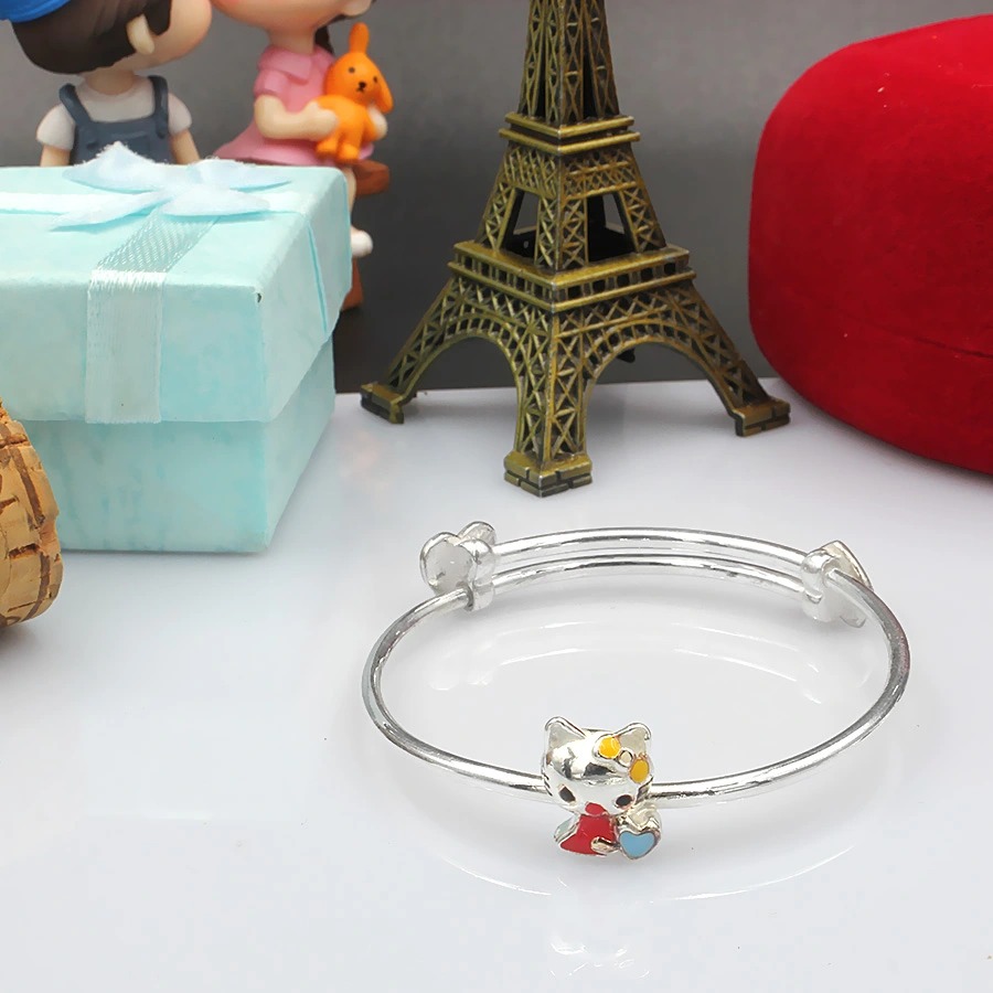 Lắc Tay Lắc Chân Bé Yêu - Dạng Kiềng Mèo Kitty - Bảo Hành Vĩnh Viễn Bạc Hiểu Minh LTE073S