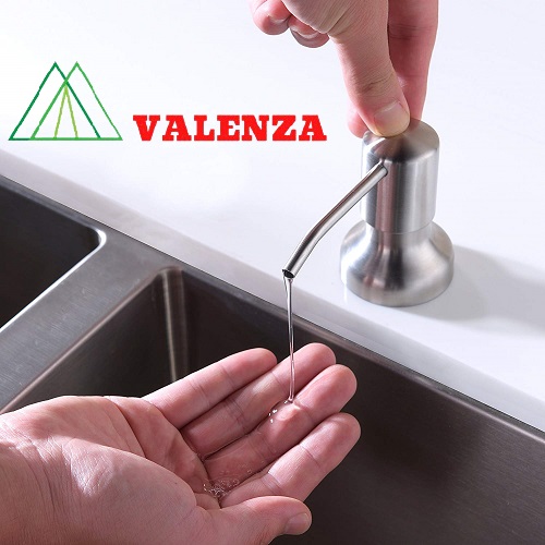 Combo chậu rửa bát 1 hố inox sus304 Valenza 6045, vòi rửa bát dây rút 02, xả chậu, rổ, bình xà phòng