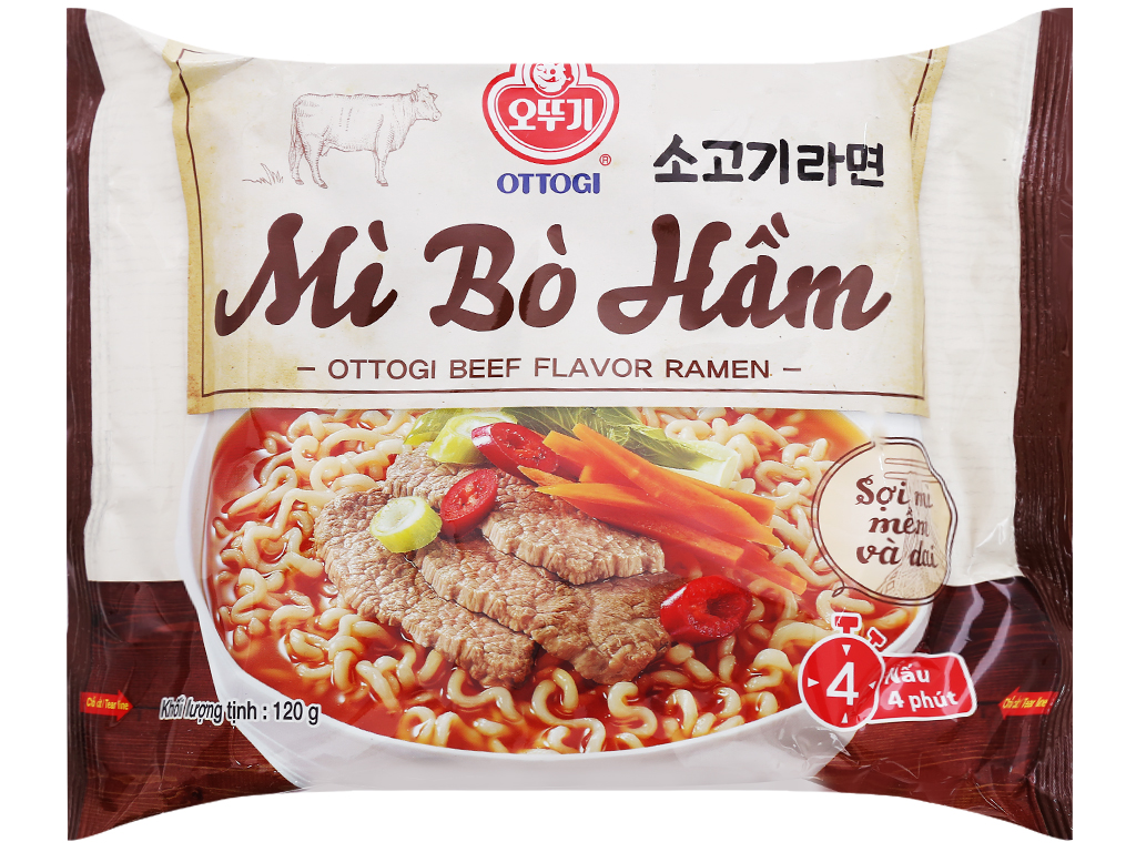 Thùng 20 Gói Mì Ottogi Bò Hầm (120g x 20)