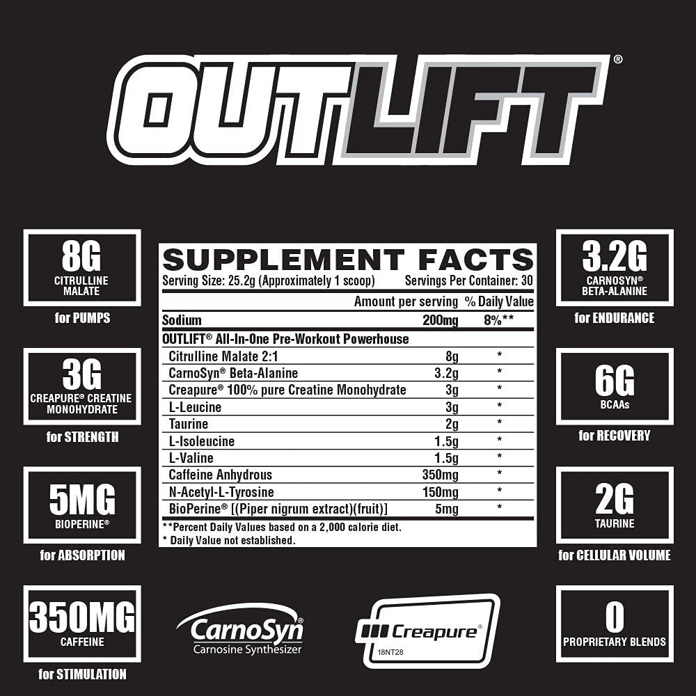 [Chính hãng] Nutrex Outlift Pre-Workout (30 liều),Tăng Sức Mạnh Sức Bền Trước Tập, Bổ Sung Citrulline, BCAA, Creatine