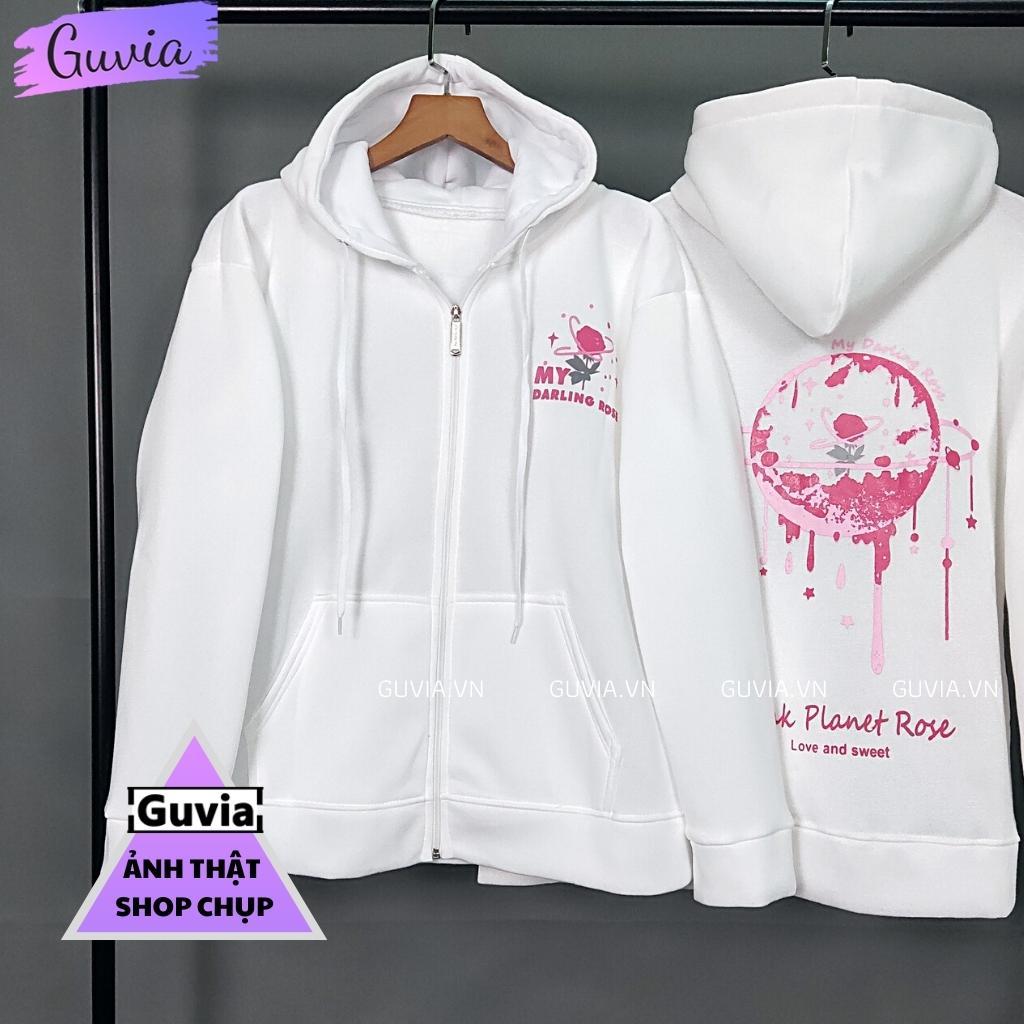 Áo Khoác Hoodie Nỉ FE PINK PLANTE ROSE Dây Kéo Form Rộng, Áo Nỉ Bông Unisex