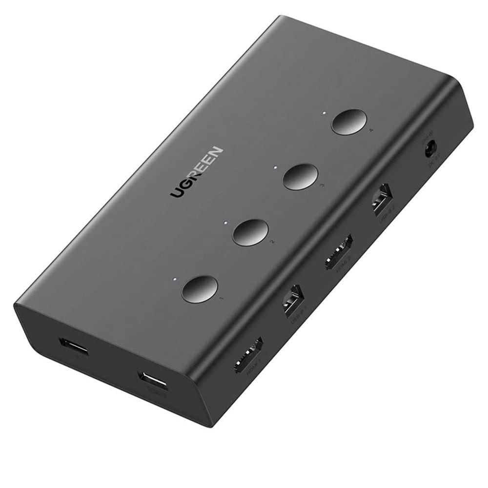 Bộ chuyển tín hiệu Switch USB - HDMI 4k 60hz KVM 4 pc dùng 1 màn hình Ugreen CM70439BB293T - Hàng chính hãng