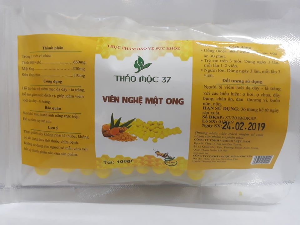 Combo Viên nghệ mật ong Thảo mộc 37 (1 Hũ 500g + 1 túi 100g)