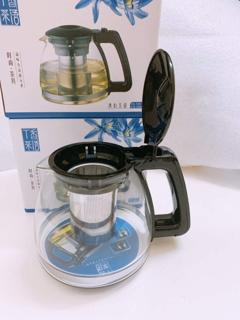 Ấm pha trà thủy tinh chịu nhiệt có lõi lọc inox - ANTH333