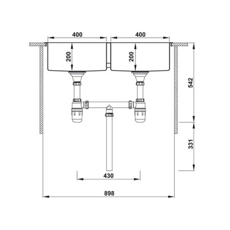 Chậu Rửa Chén Hafele HS20-SSN2S90 567.20.537 - Inox 304 - Ngang 88 cm - Hàng Chính Hãng