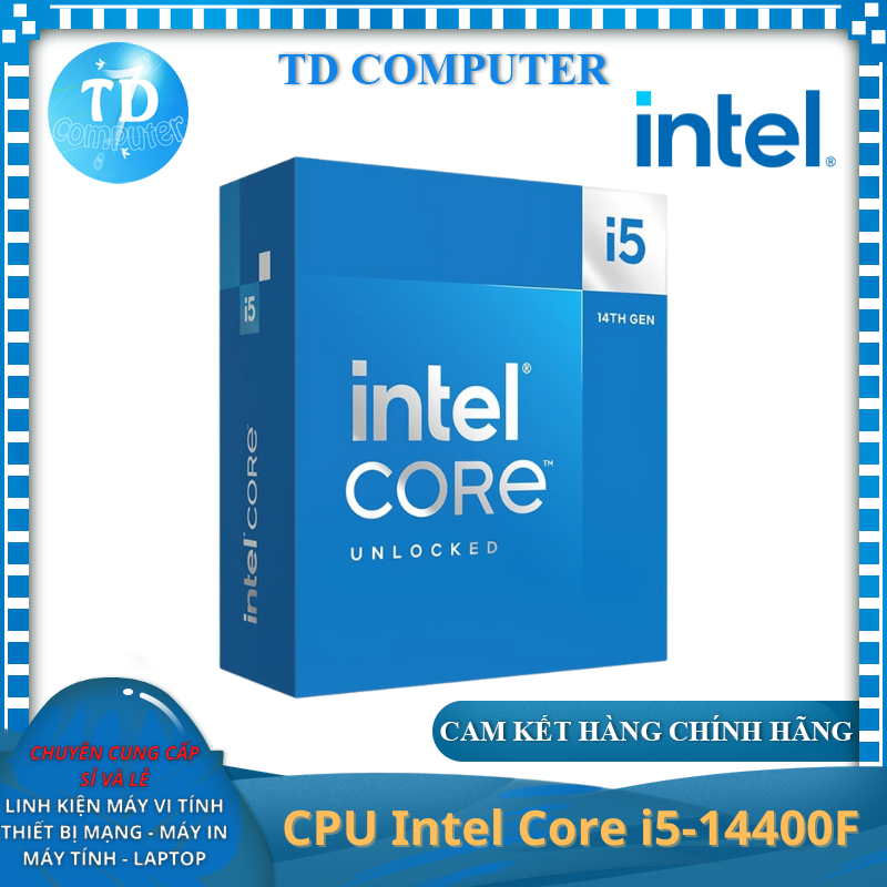 CPU Intel Core i5 14400F 4.7GHz (Socket 1700, 10 Nhân 16 Luồng 20MB 65W) - Hàng chính hãng (NEW BOX)
