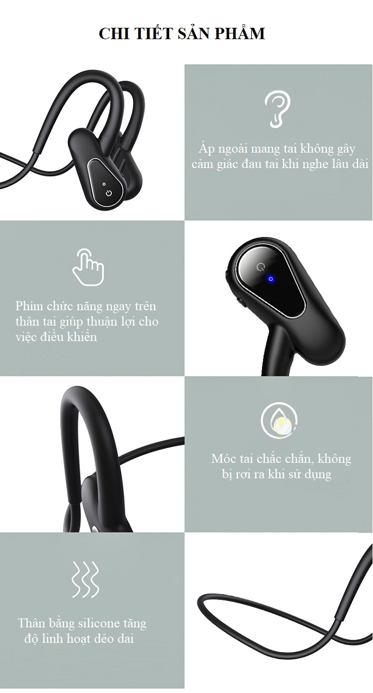 Tai Nghe Dẫn Xương A01 - Tai Nghe Nhét Tai Công Nghệ Bluetooth 5.0 - Hàng Nhập Khẩu