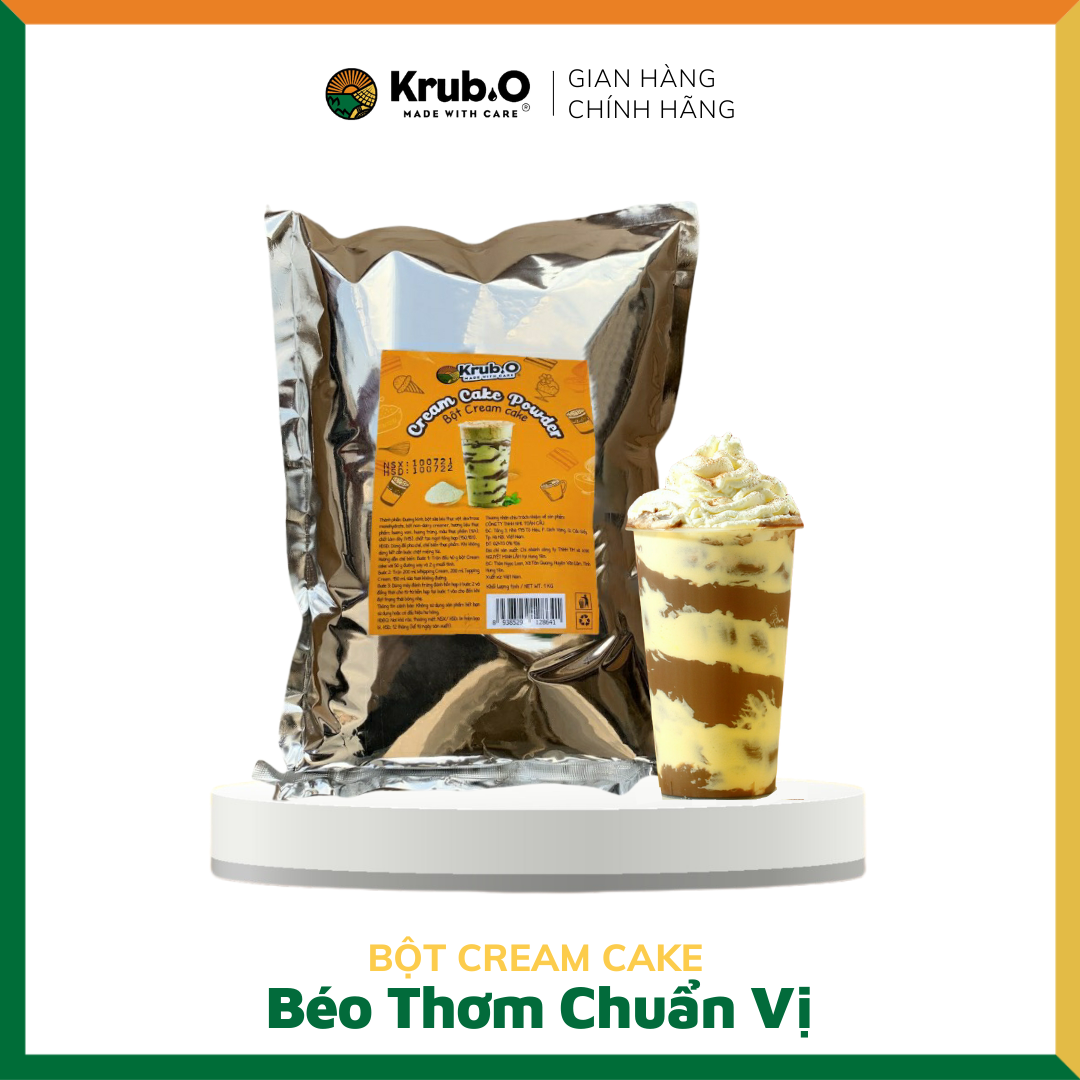 Bột Cream Cake Krub.O Pha Chế Trà Sữa Túi 1.000g - Nguồn Nông Sản Thuần Việt