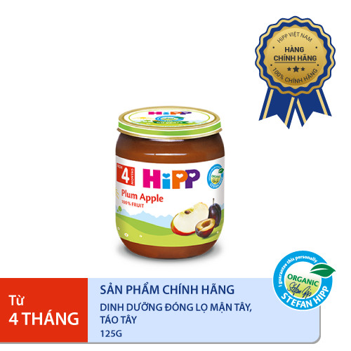 Dinh dưỡng đóng lọ ăn dặm Mận Tây, Táo Tây HiPP Organic 125g