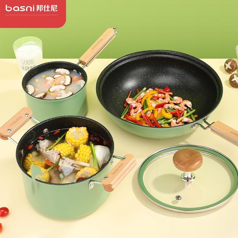 Seoulcook Luxury – Bộ 3 món nồi chảo đáy từ cao cấp Hàn Quốc, chống dính vân đá an toàn cho sức khỏe.