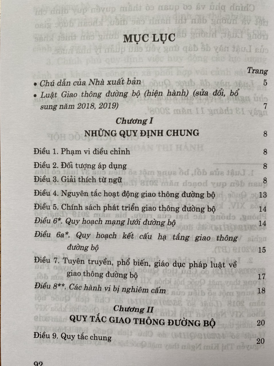 Luật Giao Thông Đường  Bộ ( hiện hành) ( sửa đổi, bổ sung  năm 2018,2019)