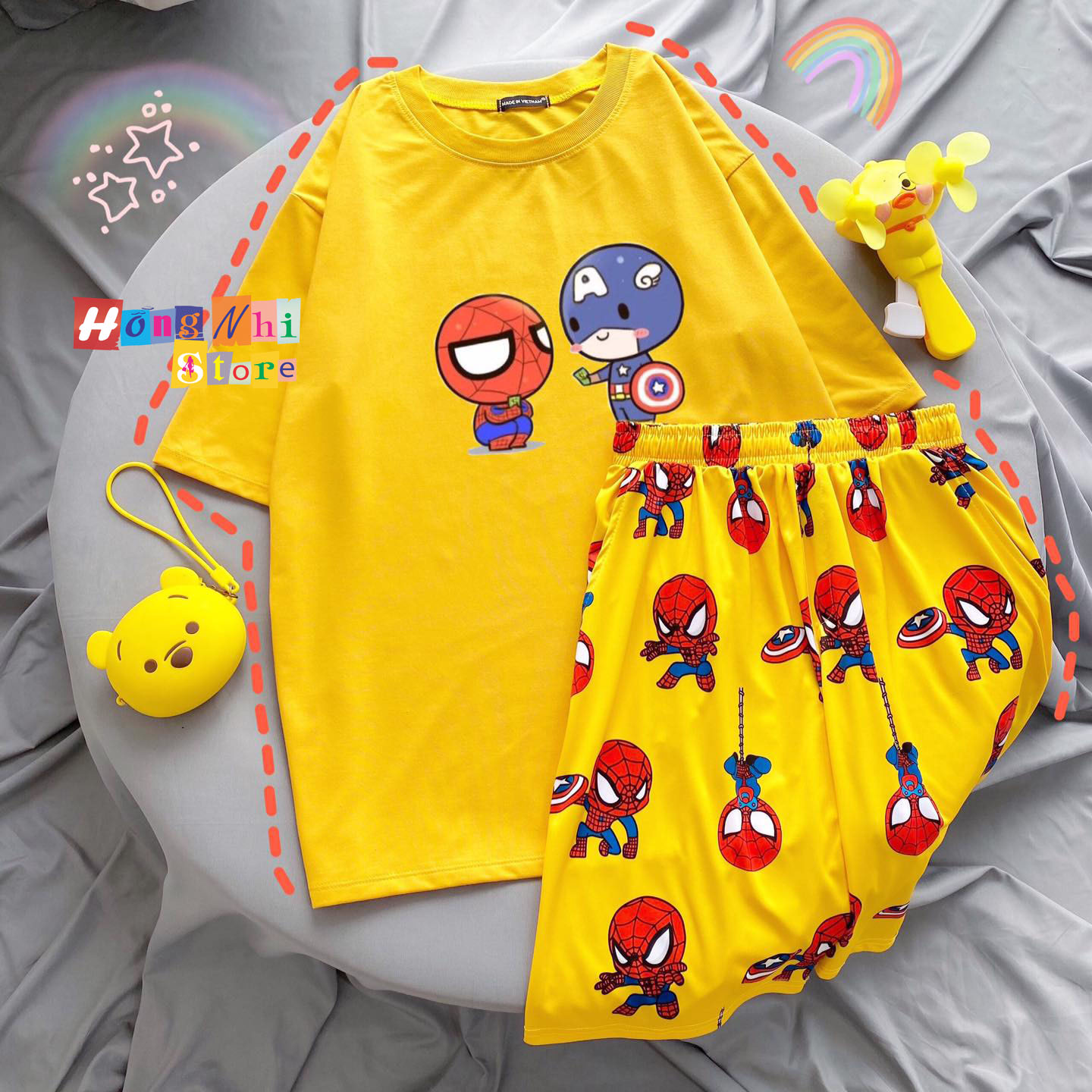 Quần Short Cartoon Unisex, Quần Đùi Hoạt Hình Loang Màu Phiên Bản Mới - MM