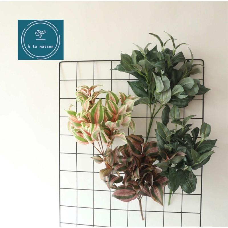 Cụm lá Peperomia cao 36cm bằng lụa dùng decor trang trí không gian sinh động tươi tắn, hoa event