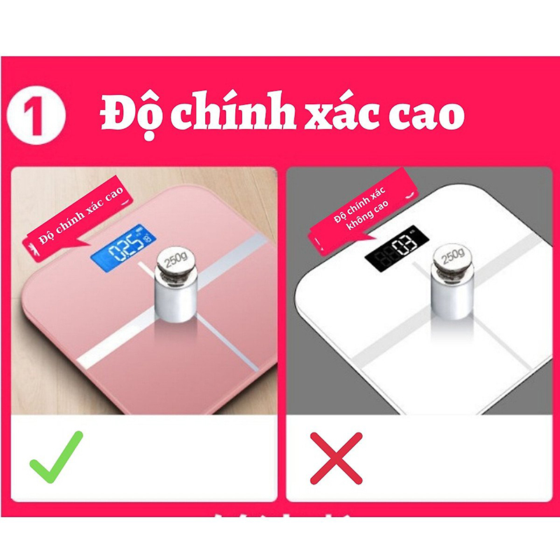 Cân Sức Khỏe Điện Tử Hình Chữ Thập - Màn LCD (Tặng Kèm 2 Pin)