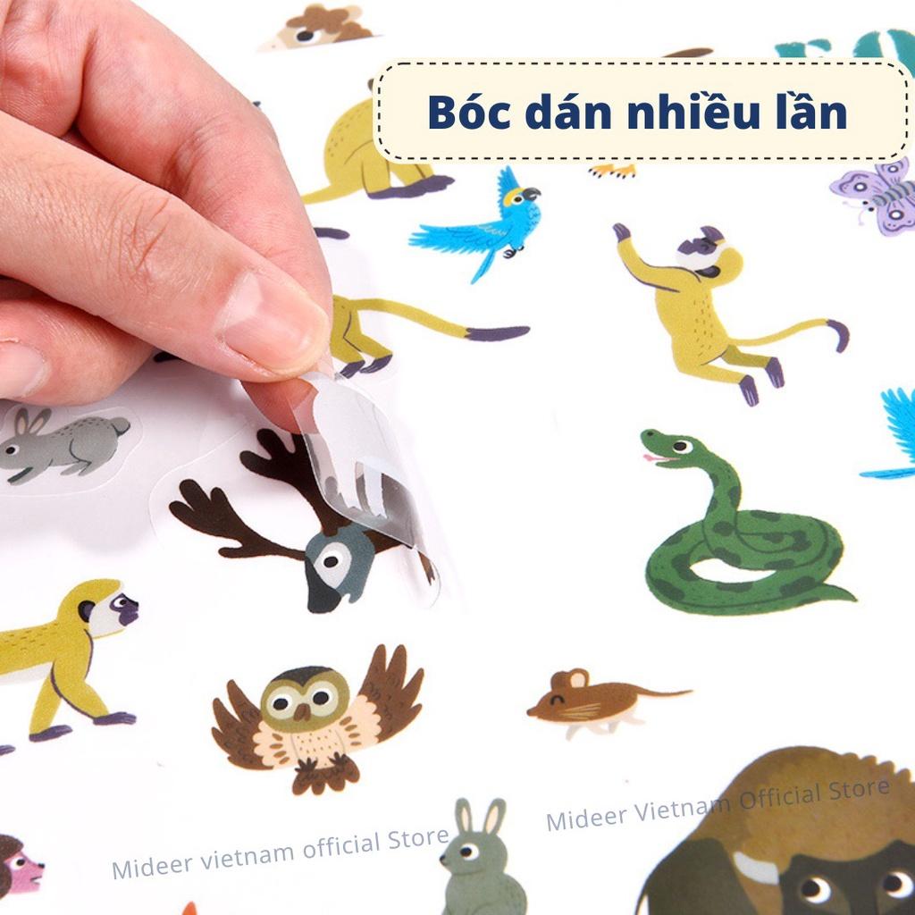 Sticker cho bé hình dán cute trong suốt dán nhiều lần Mideer Stickers Reusable, Sticker dán tường trang trí sổ