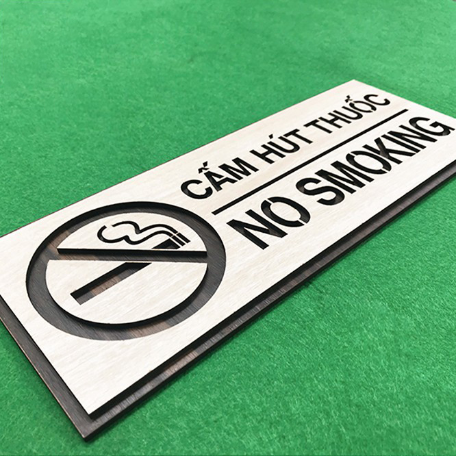 Tranh gỗ treo tường_Biển gỗ No Smoking- Cấm hút thuốc F03_CRN_01