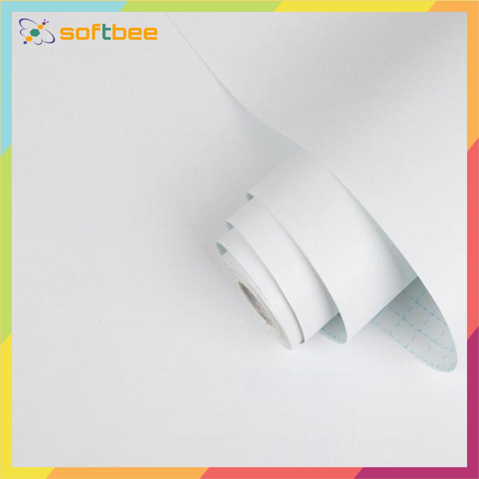 Giấy dán tường màu trắng, chất liệu decal chống nước, kích thước 0.45m x 10m / cuộn