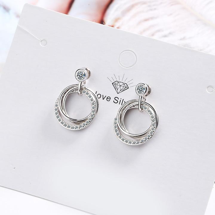 Bông tai vòng tròn nạm đá zircon BHBT386