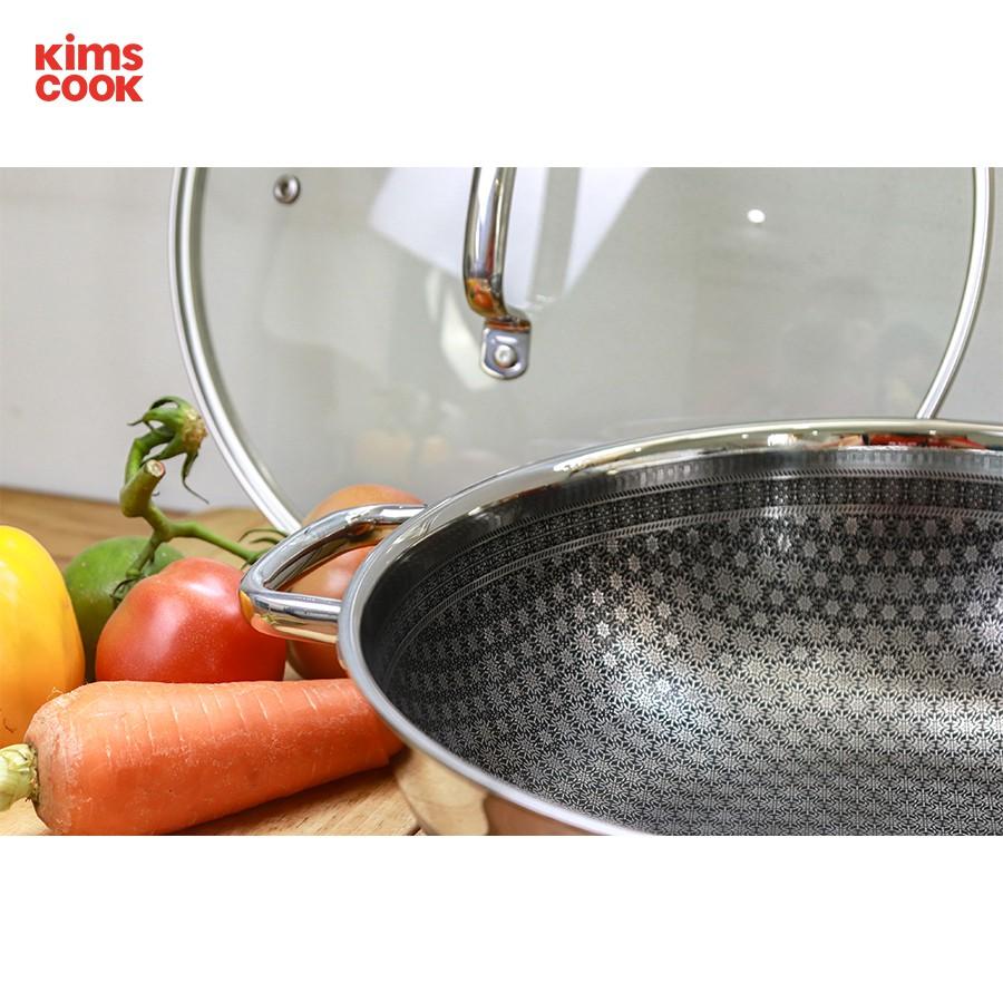 Chảo chống dính 2 mặt sâu lòng inox 304 BLACKCUBE KimsCook dòng noonsong 3 lớp đúc liền đáy liền cào không xước,siêu bền