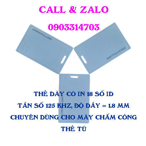 Bộ 10 Thẻ cảm ứng dày có in 18 số ID tần số 125 khz độ dày 1.8 mm