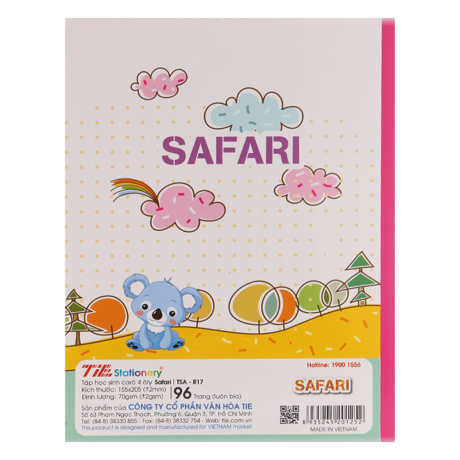 Lốc 10 Quyển Tập Safari TIE TSA-R17 Caro 4 Ôly 96 Trang - Mẫu Ngẫu Nhiên