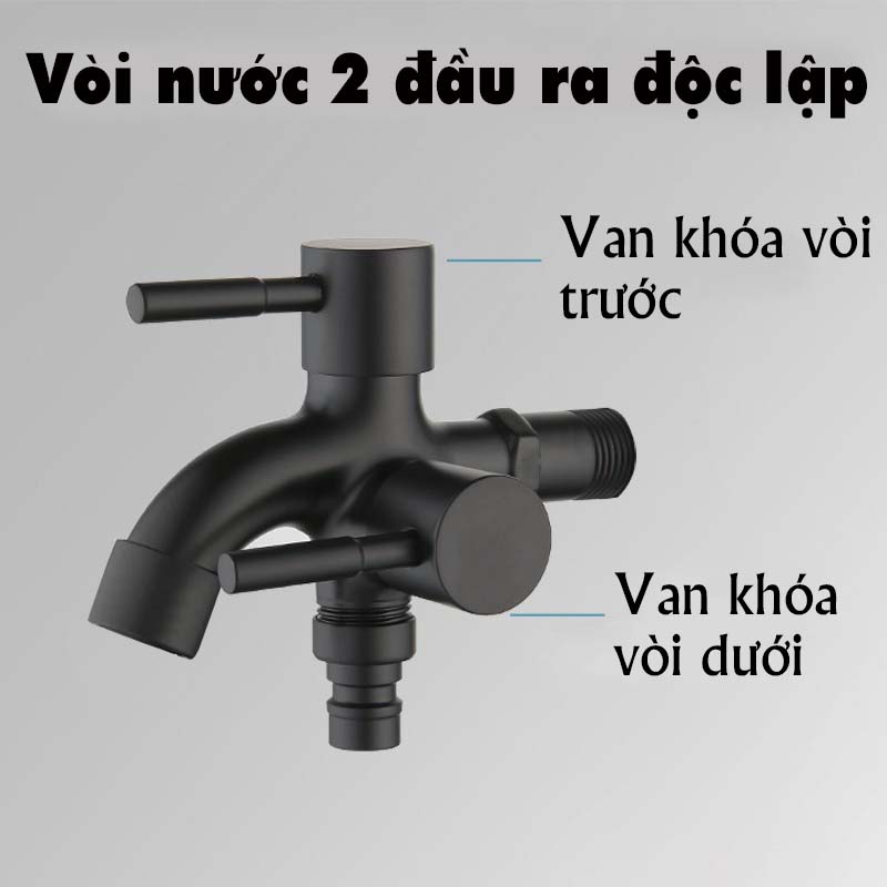 Vòi nước 2 đầu ra, vòi củ sen tắm, vòi nước đôi đúc đồng gắn ống nước, vòi xịt nhà tắm, sân vườn Legaxi