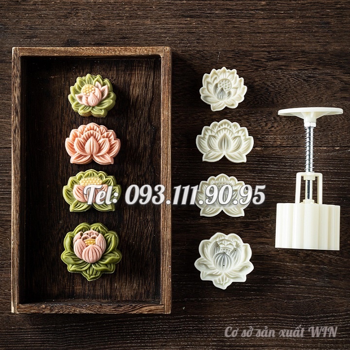 Khuôn trung thu lò xo, khuôn ép xôi hoa sen loại 50 gram – Mã số 1748