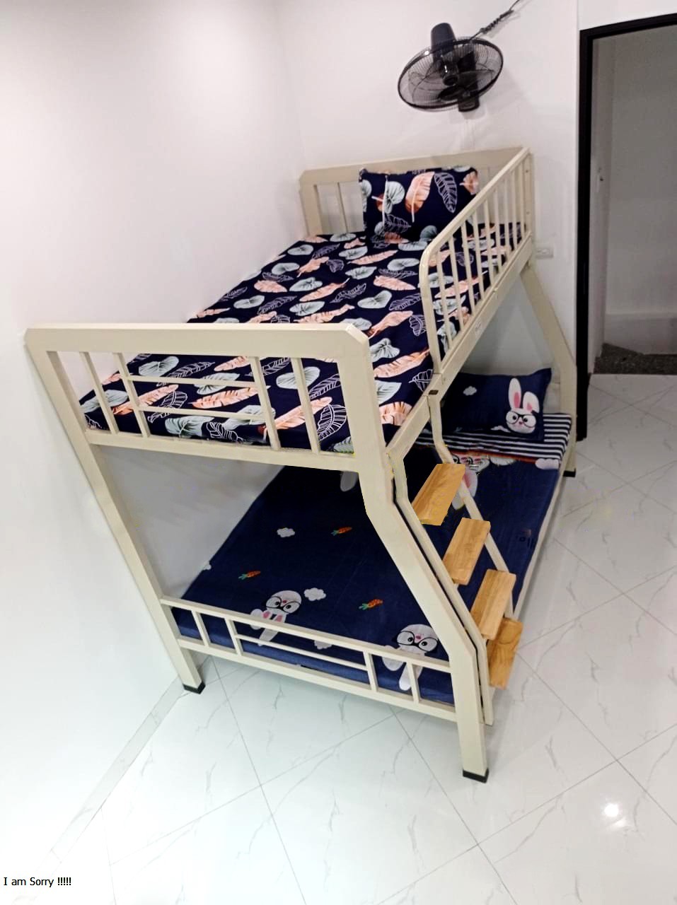 Giường sắt 2 tầng hộp vuông kích thước 1M2 X 1M6 sắt hộp 4x8 BẢO AN