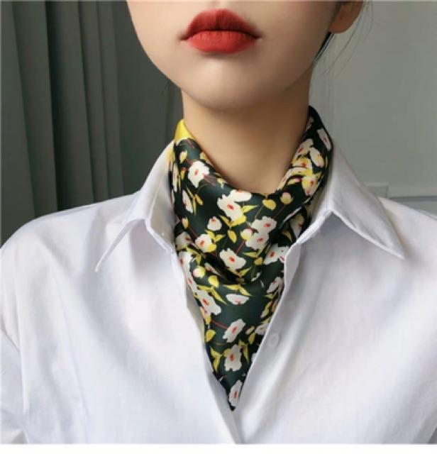 Khăn bandana choàng cổ lụa vuông mini size 53x53cm - Maben