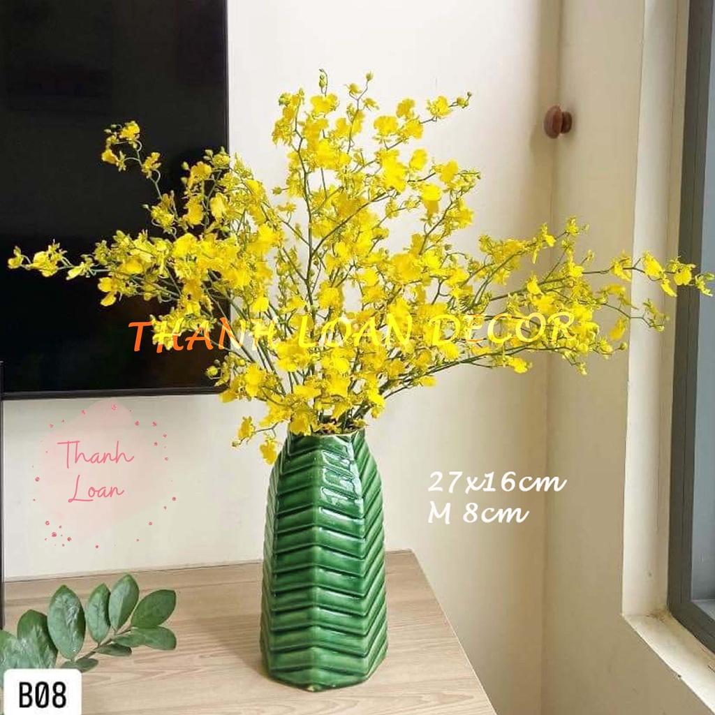 Lọ hoa gốm sứ Bát Tràng cỡ vừa - Bình hoa trang trí để bàn cao 30 cm - Loại 1