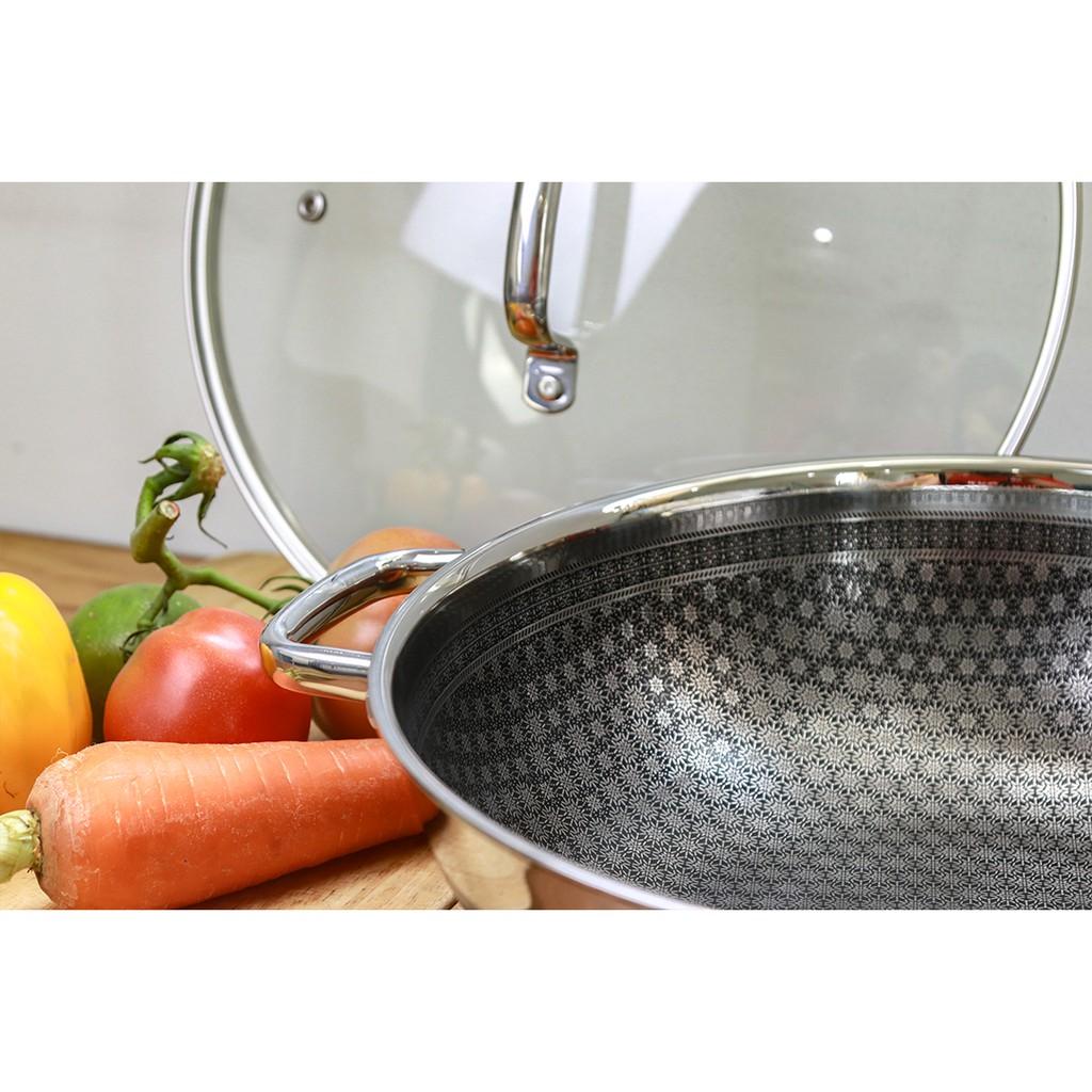 Hình ảnh Bộ chảo quánh chống dính 2 mặt Blackcube inox 304 KimsCook dòng noonsong 3 lớp đúc liền đáy từ