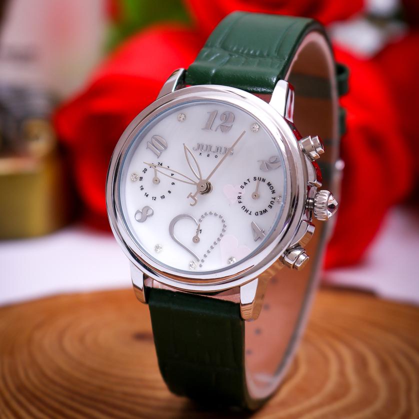 Đồng Hồ Nữ Chính Hãng Julius Cao Cấp Dây Da Chống Nước Kính Khoáng Mặt Tròn Đường Kính 35mm JA-844D1