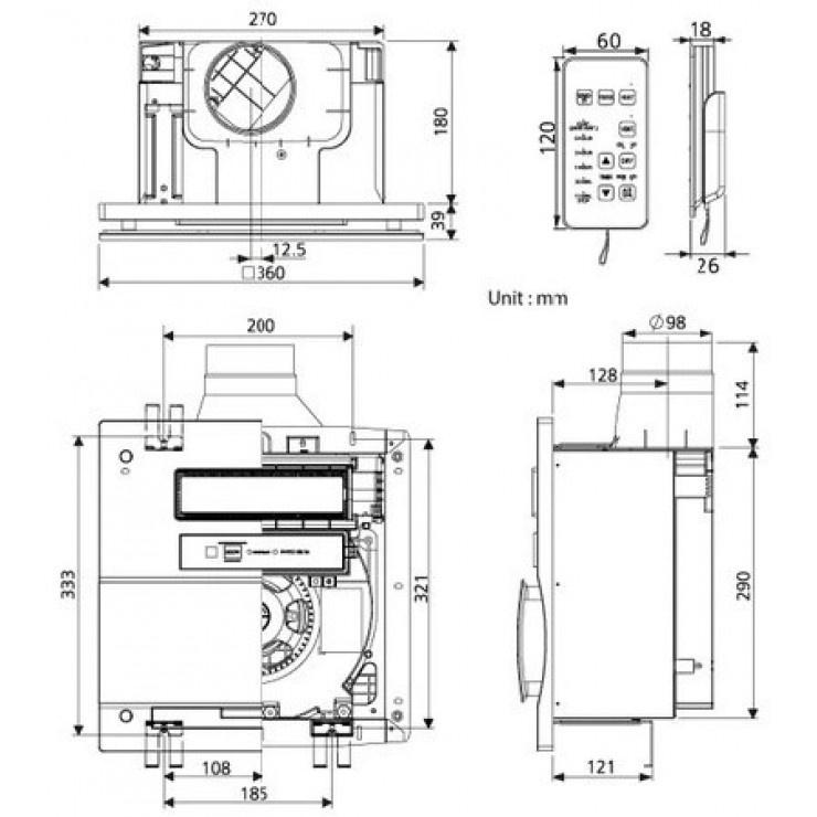 Quạt Hút Thông Gió Và Sưởi Ấm Panasonic FV-30BG3 Âm Trần Có Remote-Hàng chính hãng