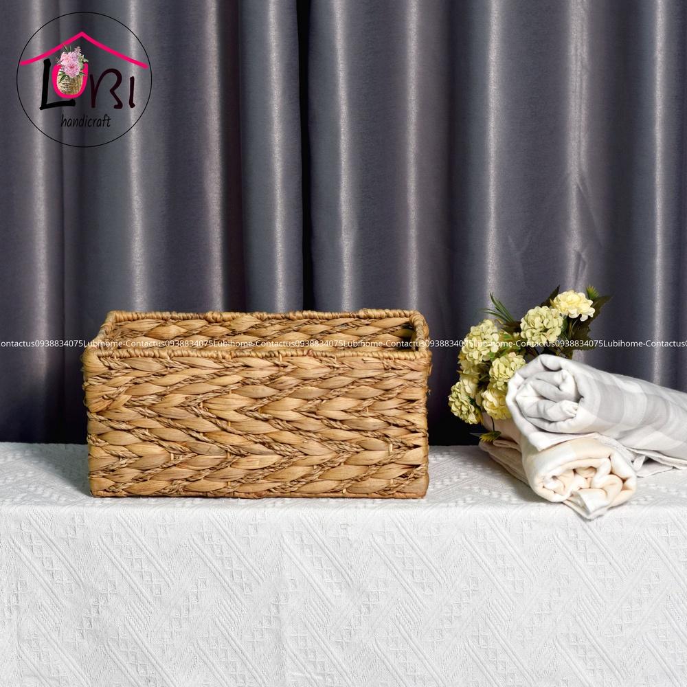 Lubihandicraft - Sọt đựng đồ đan lục bình kết hợp cói - mộc mạc