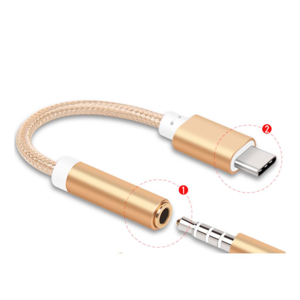 Short USB-C Type C to 3.5 mm Headphone Female Jack Adapter Earphone Audio Cable Cord