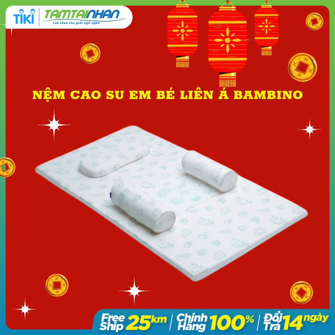 Nệm cao su thiên nhiên em bé Liên Á Bambino + 1 Áo nệm cùng kích thước