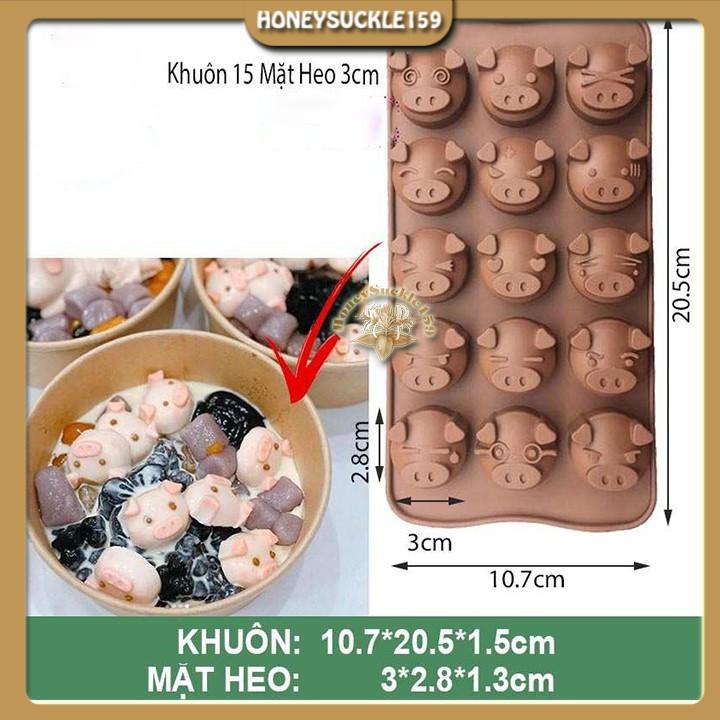 Khuôn Silicon Đổ Socola/Thạch/Đá/Kẹochipchip/Pudding Hình 15 Mặt Heo Biểu Cảm