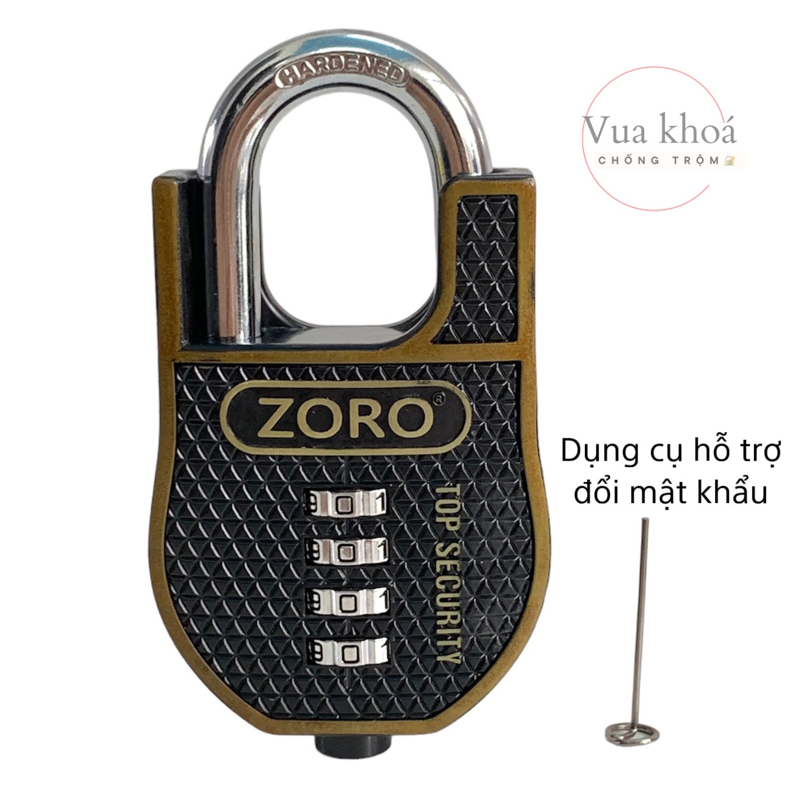 Ổ khóa mật mã chống cắt ZORO cao cấp 6 phân - thép chống gỉ chống nước - khóa cửa mật khẩu 4 số bảo mật cao chống trộm - hàng chính hãng