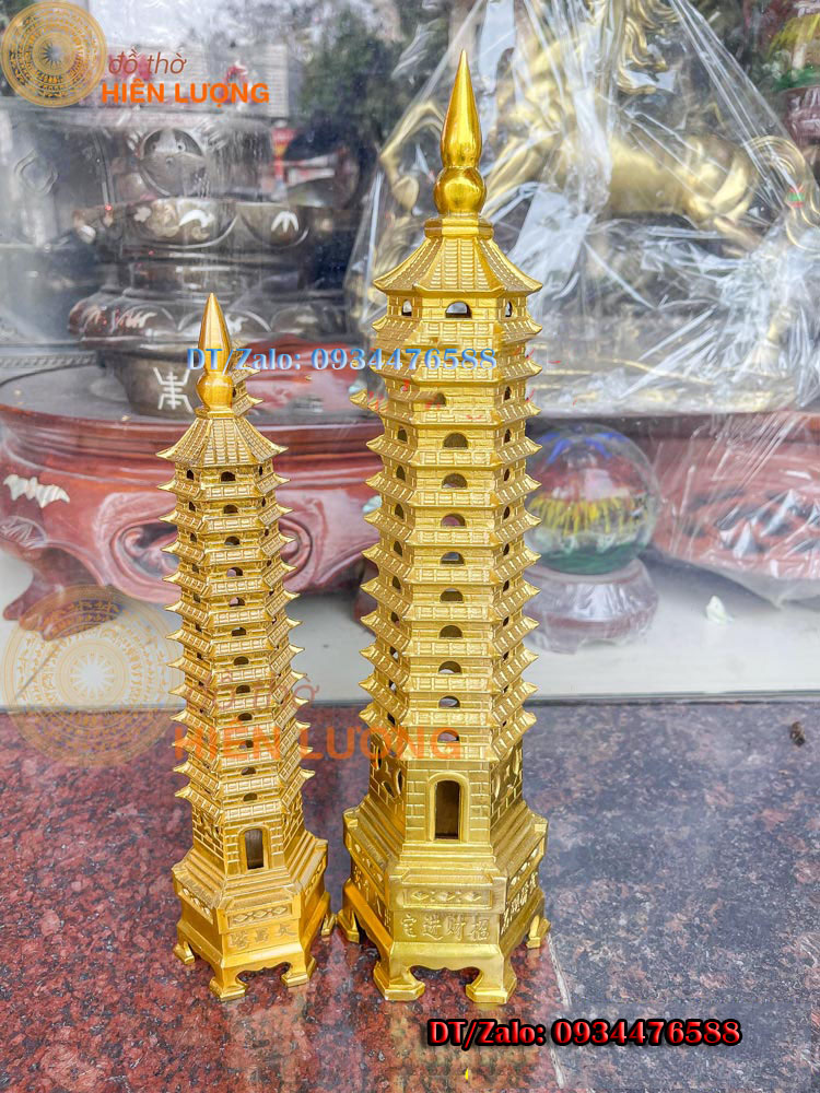 Tháp Văn Xương 13 Tầng Bằng Đồng Vàng Nguyên Chất Phong Thủy Cao 30cm, 40cm - Biểu Tượng Của Trí Tuệ
