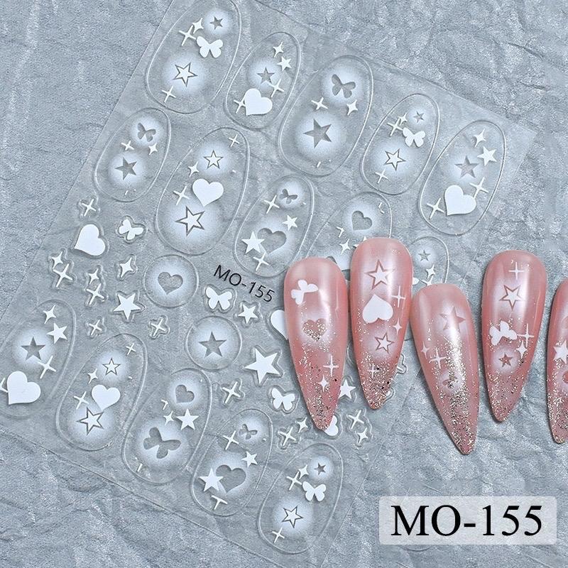 Sticker Bướm Dán Móng Tay 5D Ngôi Sao Tình Yêu Trắng, Miếng Dán Trang Trí Móng Tay Làm Nail Nữ Women