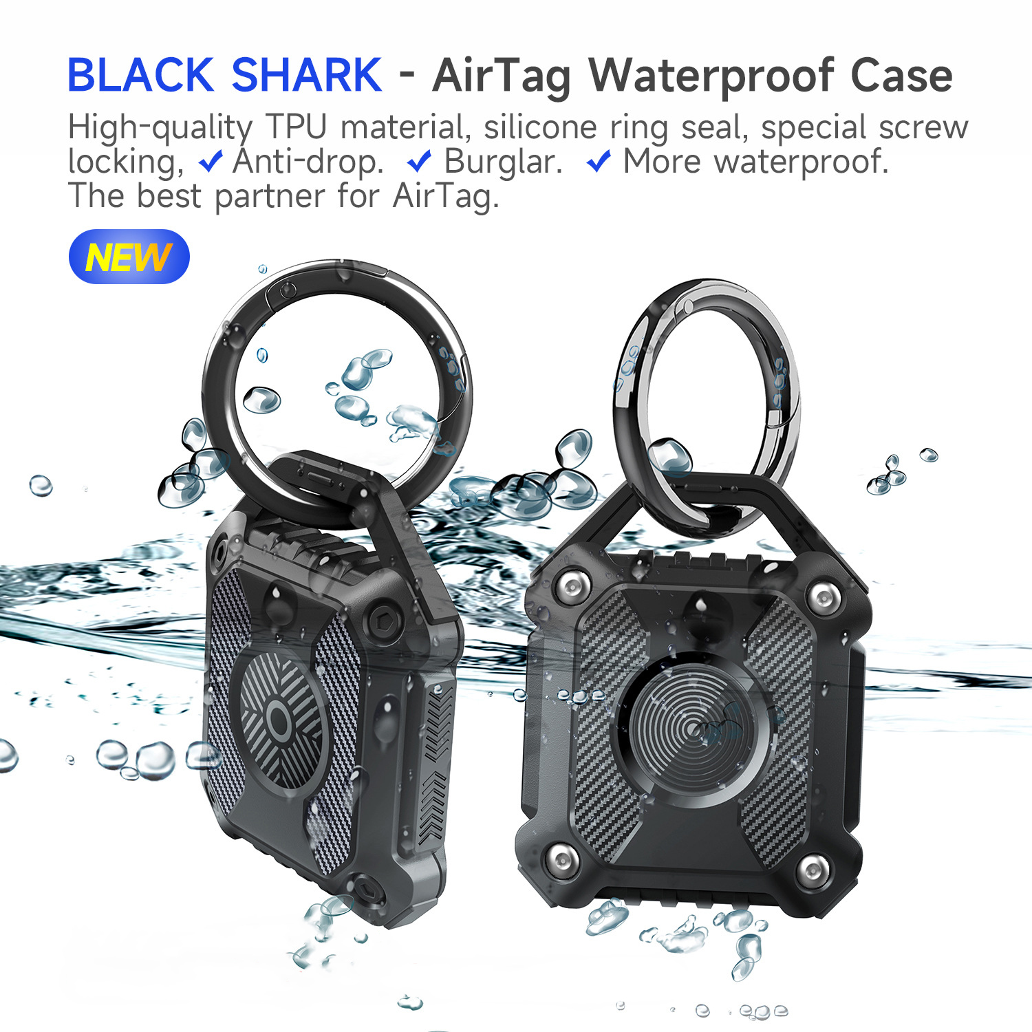 Ốp Bảo Vệ Toàn Diện Chống Nước Chống Va Đập Black Shark cho AirTag - Hàng Chính Hãng