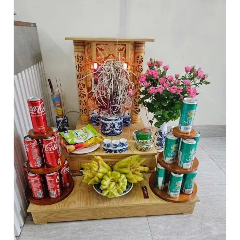 Tháp Bia Gỗ 3 Tầng Cao Cấp – Kệ Bày Bia Nước Ngọt Trang Trí Ban Thờ Lễ Tết Sang Trọng, Tiện Lợi - HÀNG CHÍNH HÃNG MINIIN