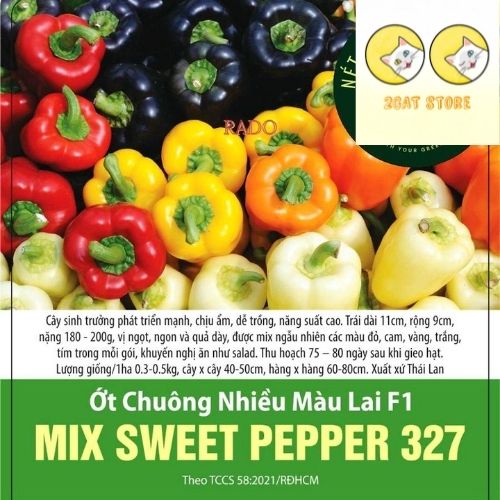 Hạt Giống Ớt Chuông (Ớt Ngọt) Nhiều Màu Mix (20H)