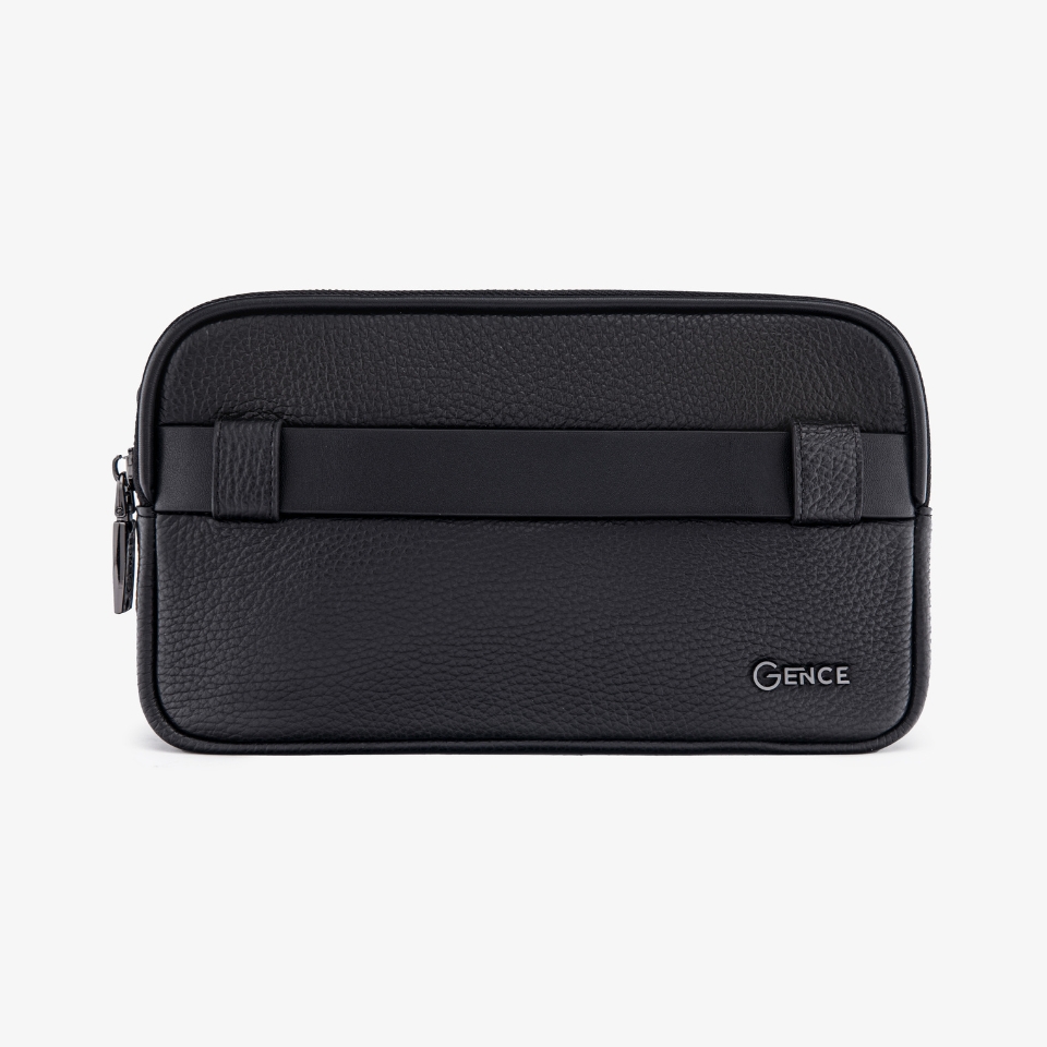 Clutch Đeo Chéo Ví Nam Cầm Tay GENCE RB08 Da Bò Khóa Vân Tay Cao Cấp Màu Đen