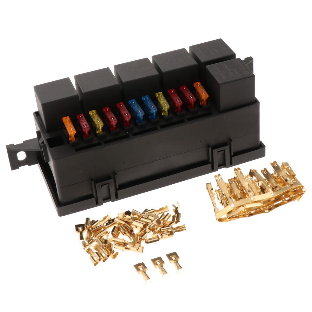 2x 11-Way Car Fuse Holder Relay Box With Terminals Relays Waterproof Connector