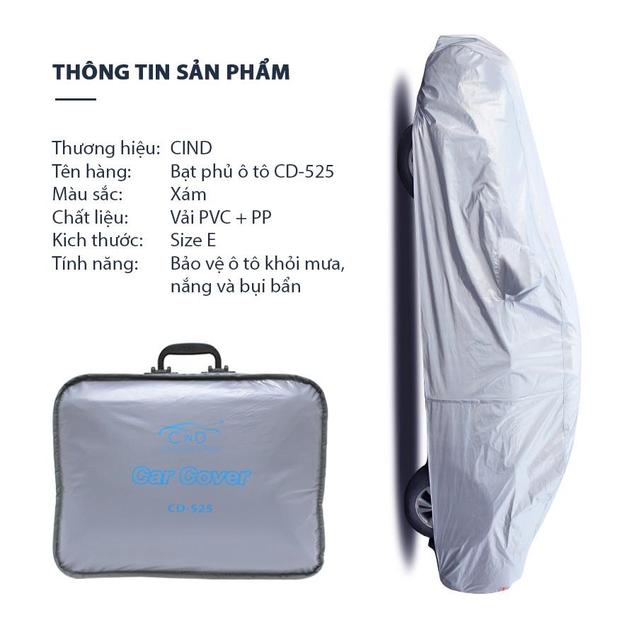 Bạt Phủ Ô Tô CIND CD-525 4 Chỗ Lớn Size E 2 Lớp PVC+PP - Nhập Khẩu Chính Hãng