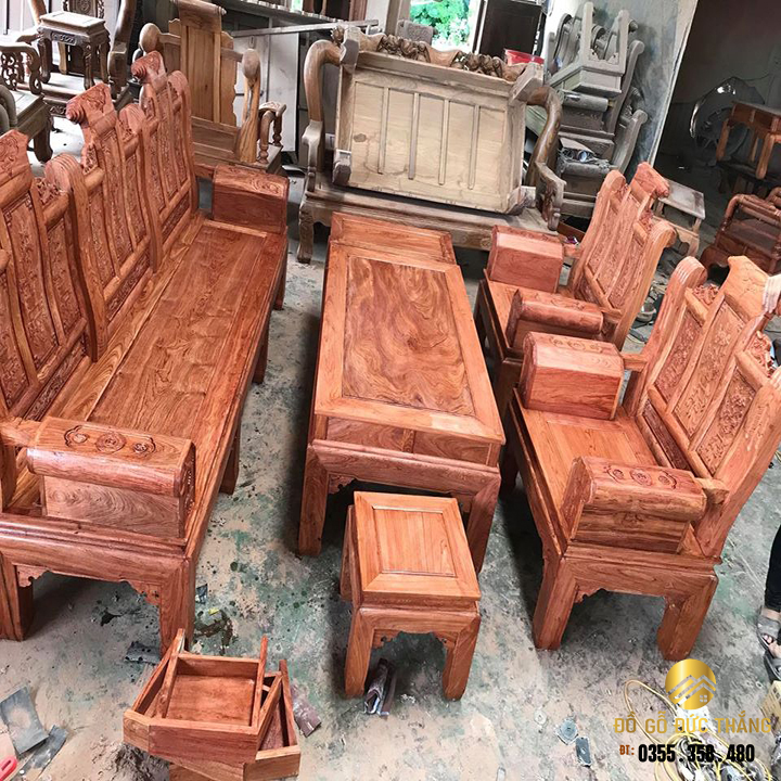 Bàn ghế âu á chương cuốn thư gỗ hương đá giá rẻ đep