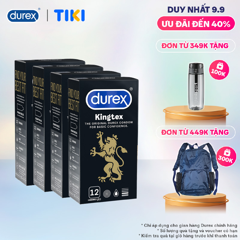 Bộ Bao Cao Su Durex Kingtex Hộp 12 Bao - 4 hộp 48 bao